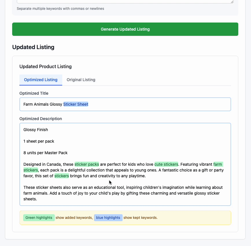 AI Listing Optimization Demo